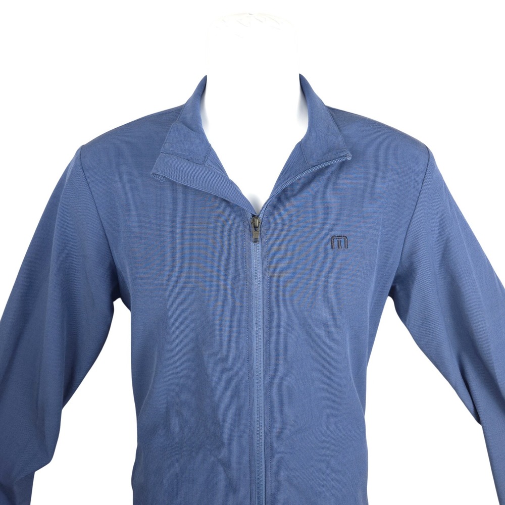 Travis Mathew Mens Blue Full Zip Lightweight Stretch Jacket Small Mock Neck Golf